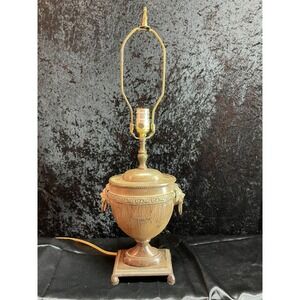 Vintage Neoclassical Lion Head Urn Lamp Bronze Tone Regency Style Metal Richmond